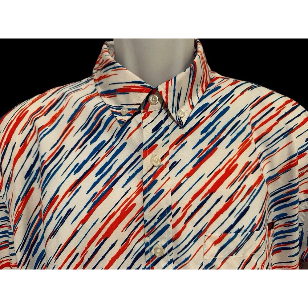 RSVLTS Mens Shirt Dare Mighty Things Button Shirt Red/White/Blue Pattern L‎